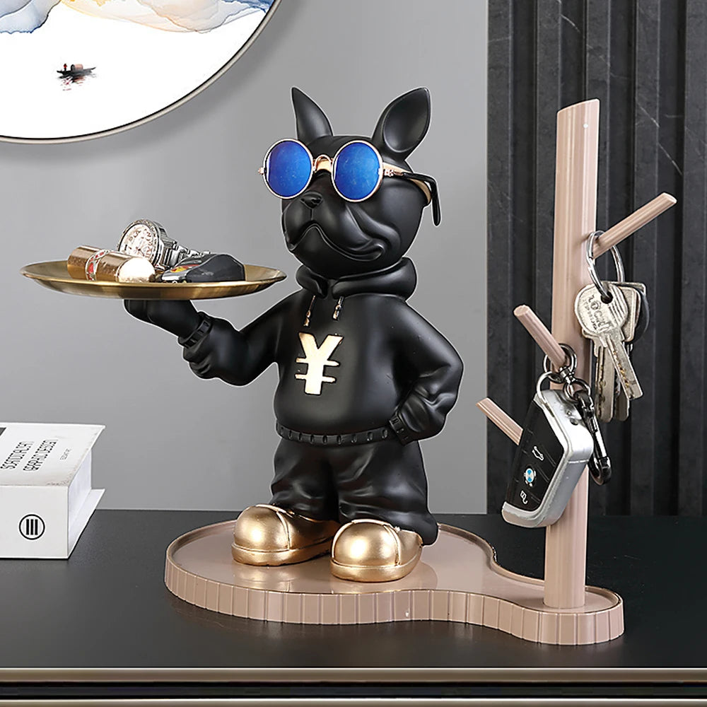 Resin Dog Statue Room Decor,French Bulldog Figurine,Modern Aesthetic Desk Decoration Storage Tray,Home Interior Decoration Items
