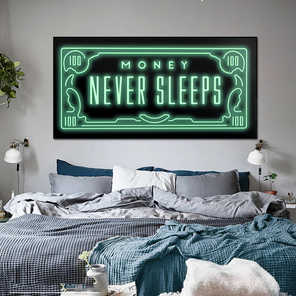 Money Never Sleeps: Inspiring Abstract Canvas Art for Home Decor