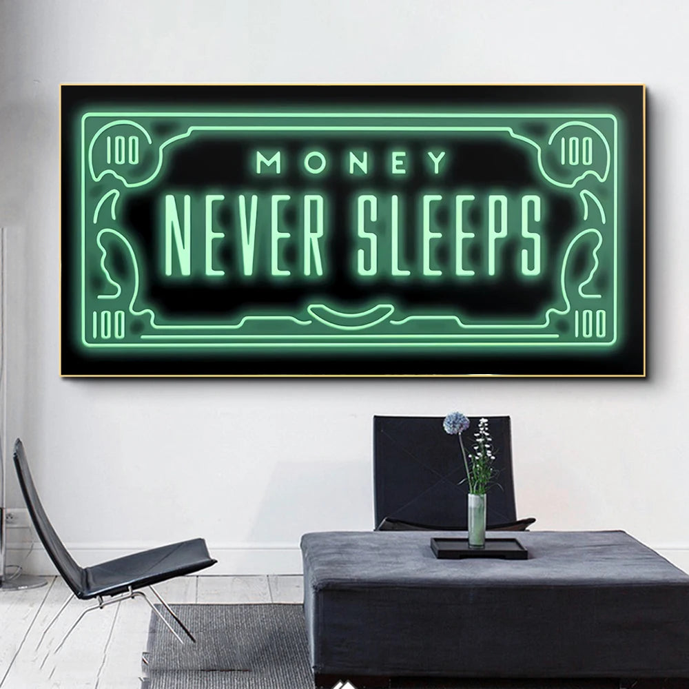 Money Never Sleeps: Inspiring Abstract Canvas Art for Home Decor