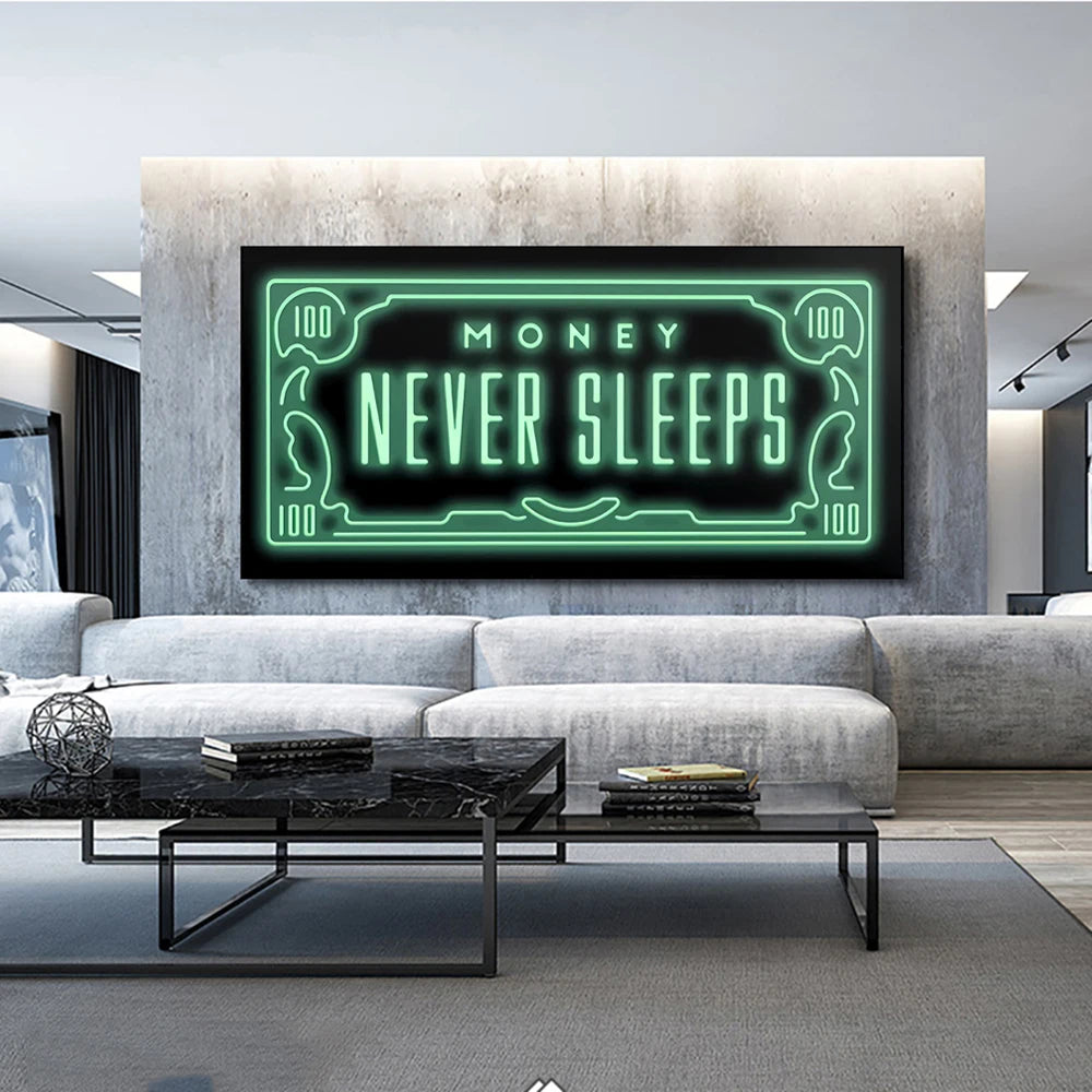 Money Never Sleeps: Inspiring Abstract Canvas Art for Home Decor