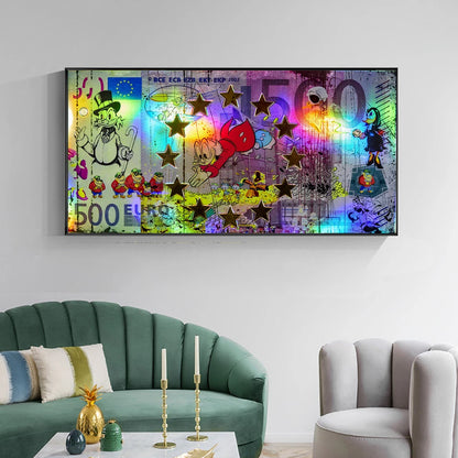 Donald Duck Gold Money Sea: Disney Canvas Wall Art for Home Decor
