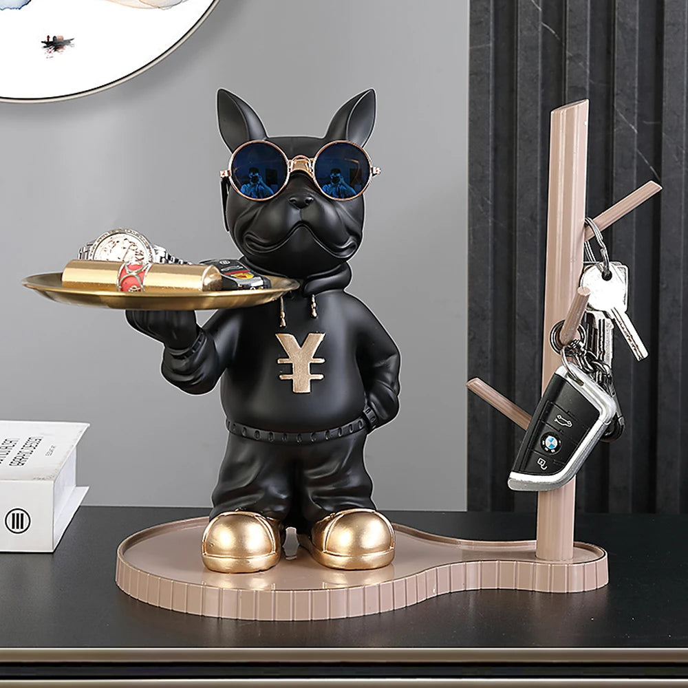Resin Dog Statue Room Decor,French Bulldog Figurine,Modern Aesthetic Desk Decoration Storage Tray,Home Interior Decoration Items