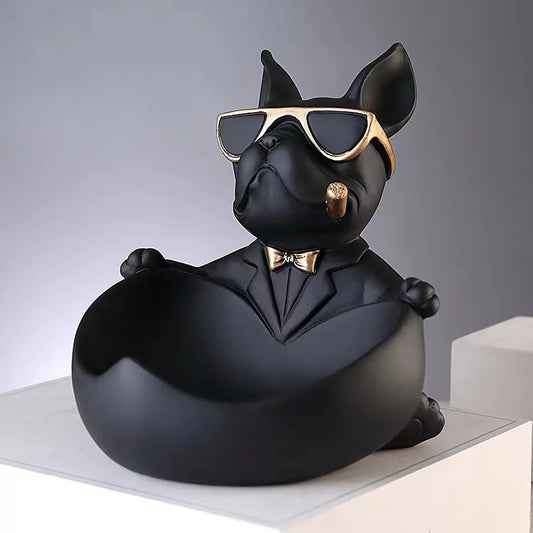 Resin Household Decoration Bulldog Tray Statue Sculpture Indoor Home Decor Key Storage Tray Home Decor Loving Dog