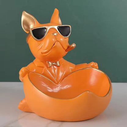 Resin Household Decoration Bulldog Tray Statue Sculpture Indoor Home Decor Key Storage Tray Home Decor Loving Dog