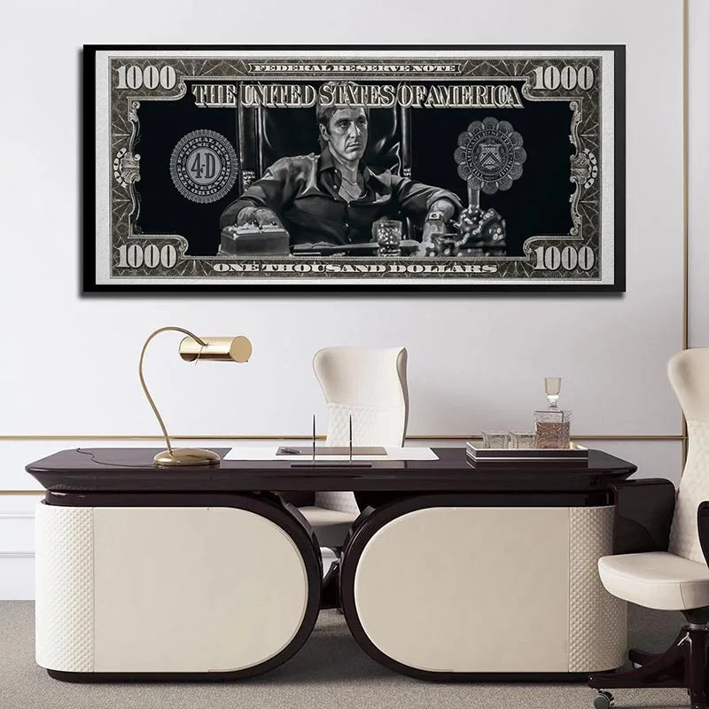 Scarface Tony Montana Dollar Art: Canvas Print for Home Decor
