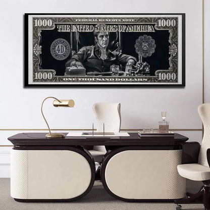 Scarface Tony Montana Dollar Art: Canvas Print for Home Decor