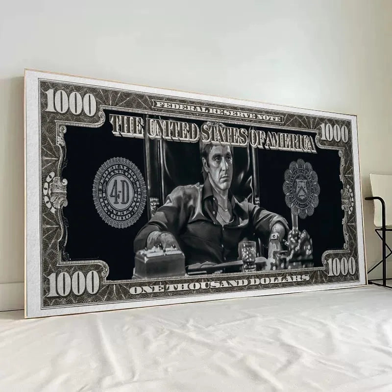 Scarface Tony Montana Dollar Art: Canvas Print for Home Decor