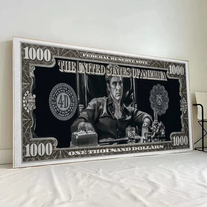 Scarface Tony Montana Dollar Art: Canvas Print for Home Decor