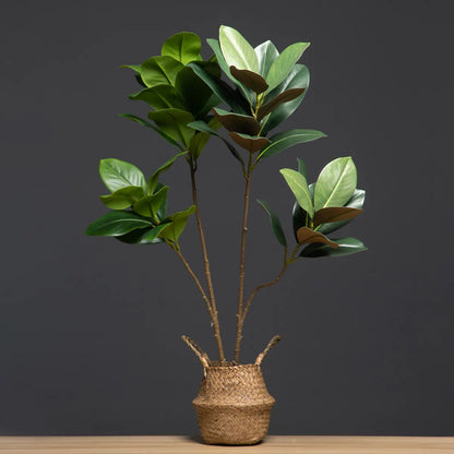 105cm 2 Forks Large Artificial Plants Fake Magnolia Tree Branch Plastic Rubber Leaves Tall Green Landscape For Home Garden Decor