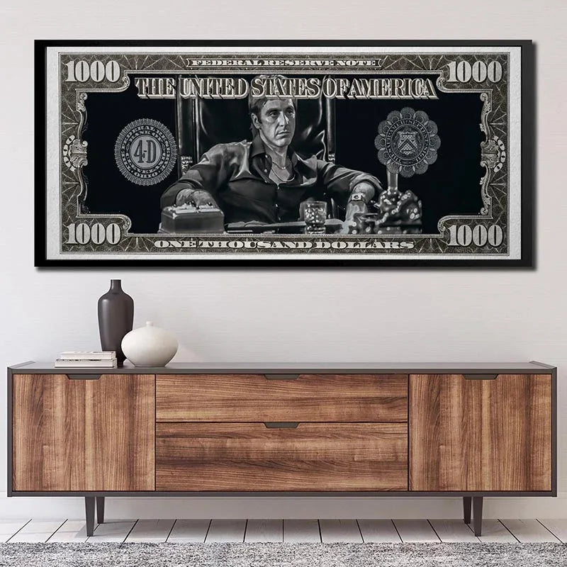 Scarface Tony Montana Dollar Art: Canvas Print for Home Decor