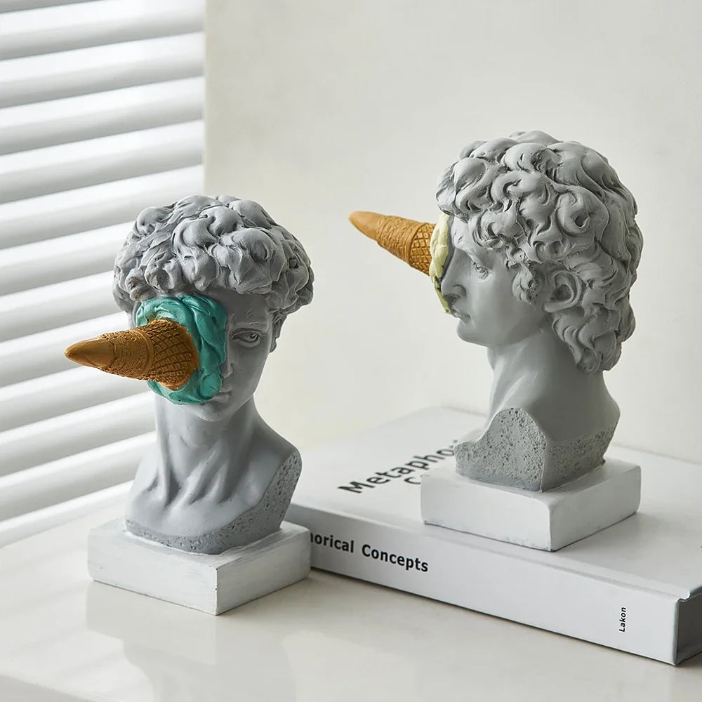 Nordic Style Figure Ornament Ice Cream David Figurine Office Bookshelf Desktop Art Statue Ornaments Home Decoration Accessories