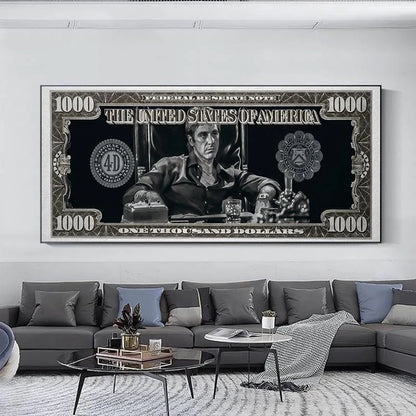 Scarface Tony Montana Dollar Art: Canvas Print for Home Decor