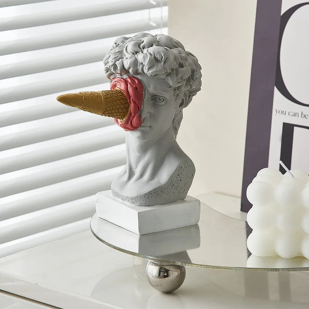 Nordic Style Figure Ornament Ice Cream David Figurine Office Bookshelf Desktop Art Statue Ornaments Home Decoration Accessories