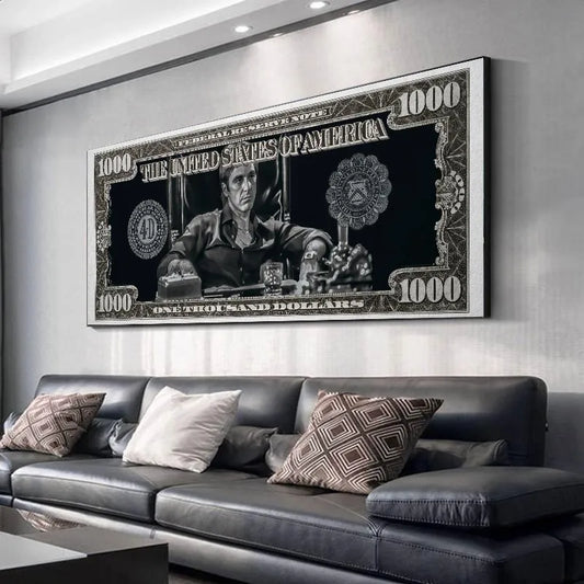 Scarface Tony Montana Dollar Art: Canvas Print for Home Decor
