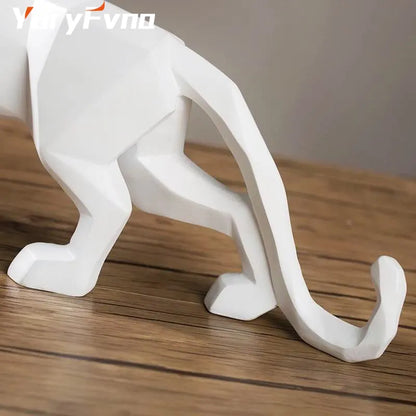 YuryFvna Abstract Resin Leopard Statue Geometric Wildlife Panther Figurine Animal Sculpture Modern Home Office Decoration Gift
