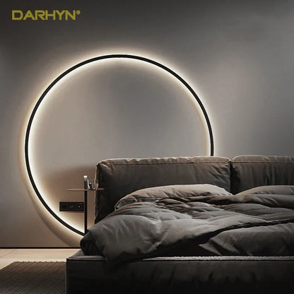 Modern Simple Ring Round LED Wall Lamp Home Designer Decor Circle Nordic Lustres Living Room Bedroom Holiday Sconce Lighting