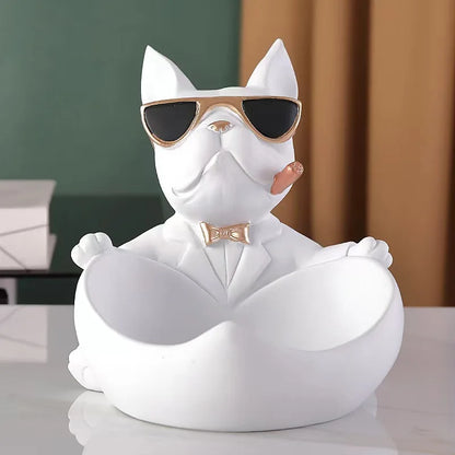 Resin Household Decoration Bulldog Tray Statue Sculpture Indoor Home Decor Key Storage Tray Home Decor Loving Dog