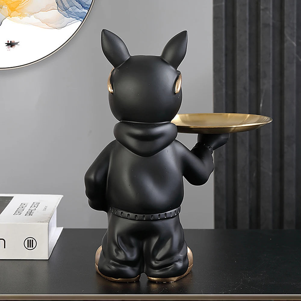 Resin Dog Statue Room Decor,French Bulldog Figurine,Modern Aesthetic Desk Decoration Storage Tray,Home Interior Decoration Items