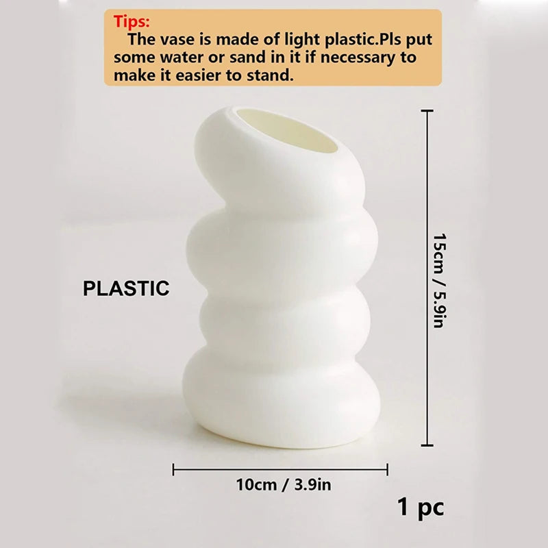 Nordic Spiral Vase: White Plastic Flower Arrangement for Home Decor