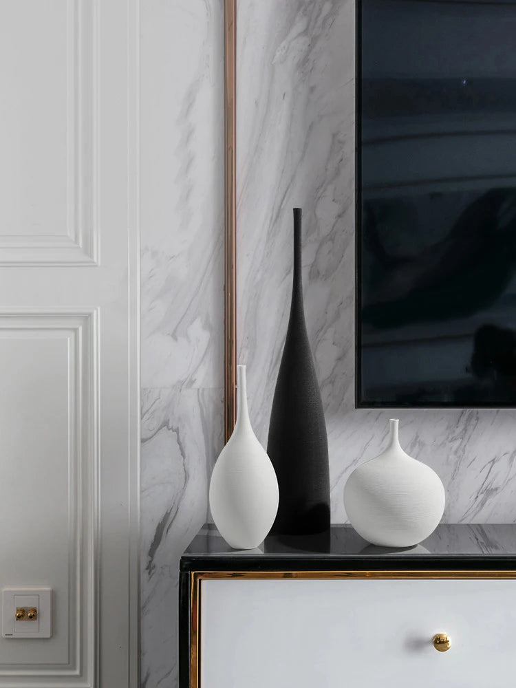 Zen Vase Art: Minimalist Handmade Ceramic in Black & White for Home Decor