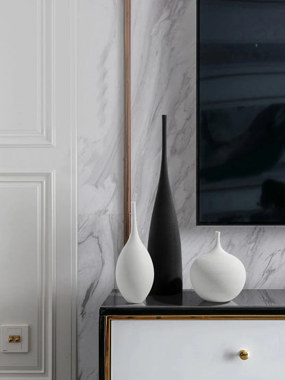 Zen Vase Art: Minimalist Handmade Ceramic in Black & White for Home Decor