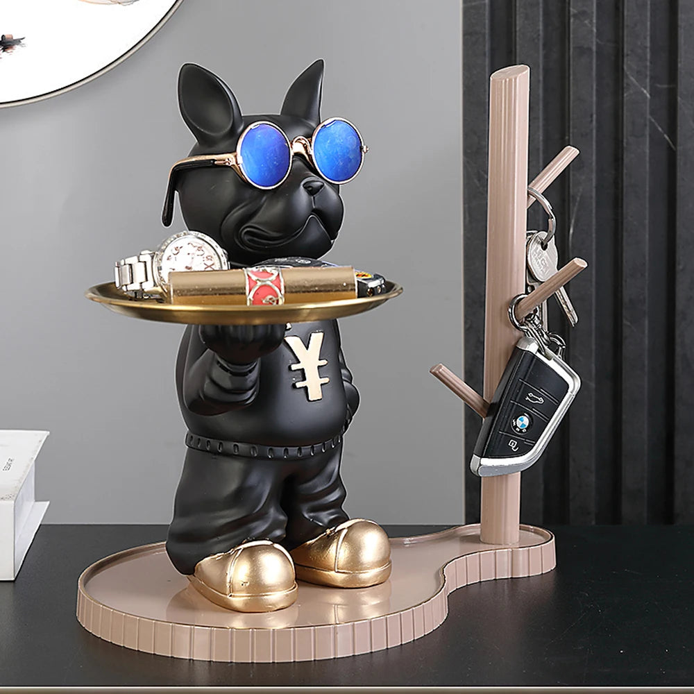 Resin Dog Statue Room Decor,French Bulldog Figurine,Modern Aesthetic Desk Decoration Storage Tray,Home Interior Decoration Items