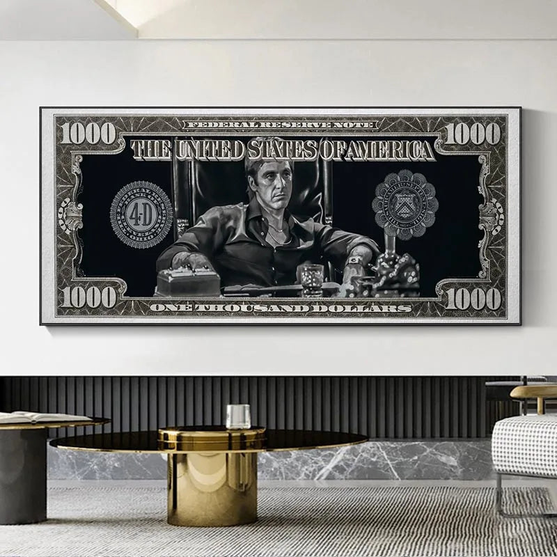 Scarface Tony Montana Dollar Art: Canvas Print for Home Decor