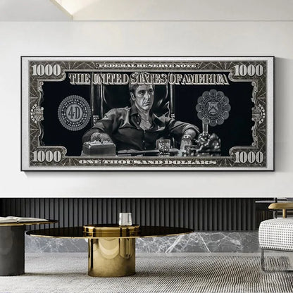 Scarface Tony Montana Dollar Art: Canvas Print for Home Decor
