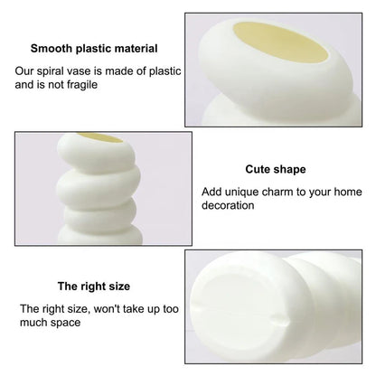 Nordic Spiral Vase: White Plastic Flower Arrangement for Home Decor