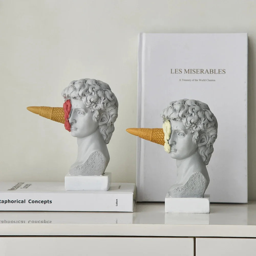 Nordic Style Figure Ornament Ice Cream David Figurine Office Bookshelf Desktop Art Statue Ornaments Home Decoration Accessories