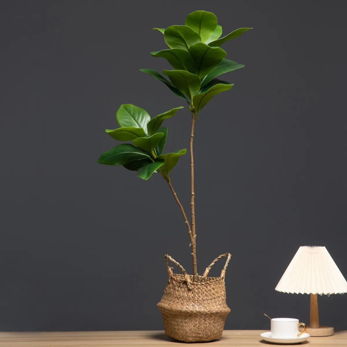 105cm 2 Forks Large Artificial Plants Fake Magnolia Tree Branch Plastic Rubber Leaves Tall Green Landscape For Home Garden Decor